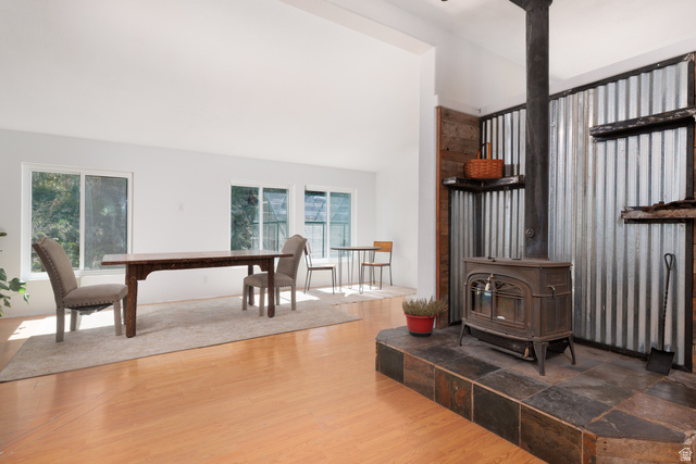 3902 Beaver Creek Road Kamas, UT 84036 - Photo 10 of 33 Interior space featuring light wood-style floors and a wood stove
