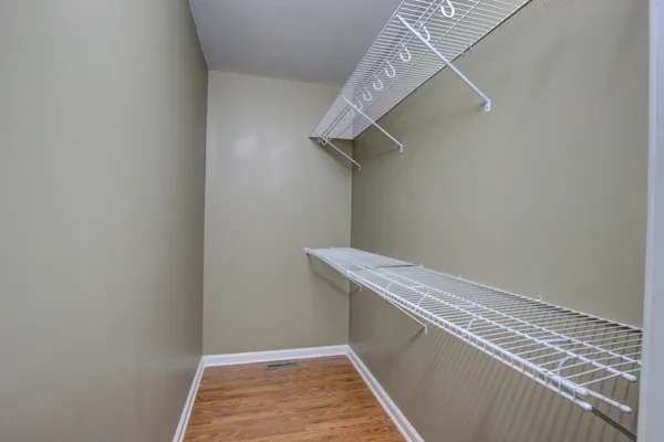 a view of small space with racks on the wall