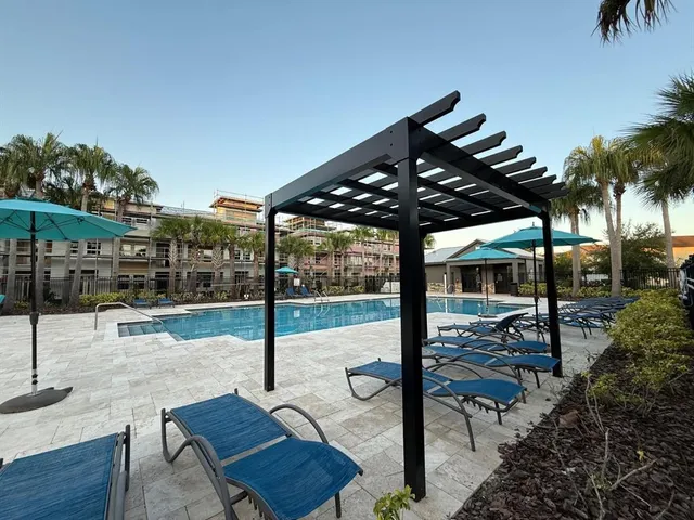 a view of a lake with a big yard