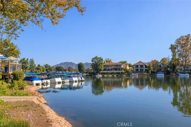 a view of a lake with outdoor space