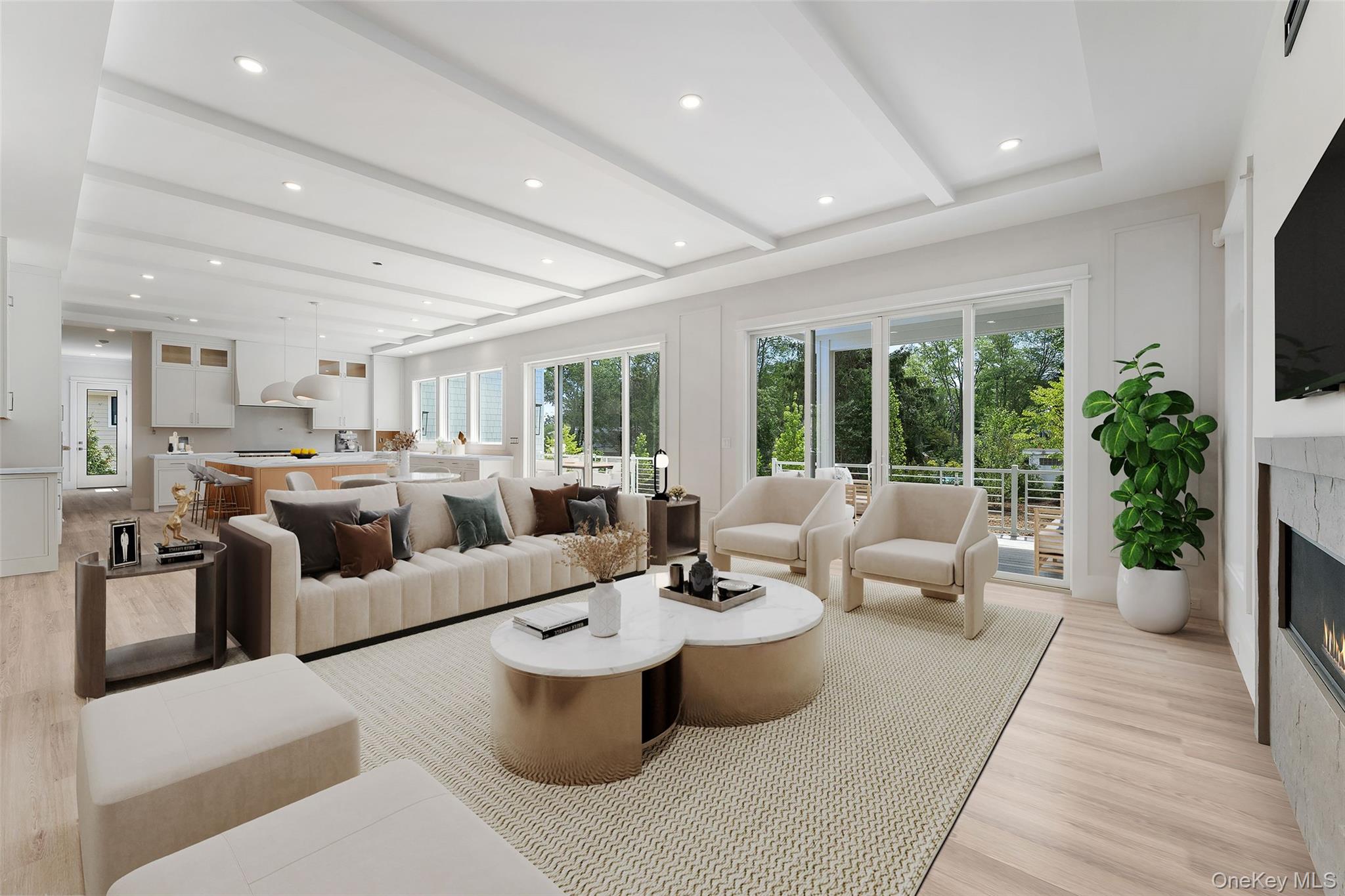 101 Carthage Road Scarsdale, NY 10583 - Photo 6 of 35 a living room with furniture kitchen view and large windows