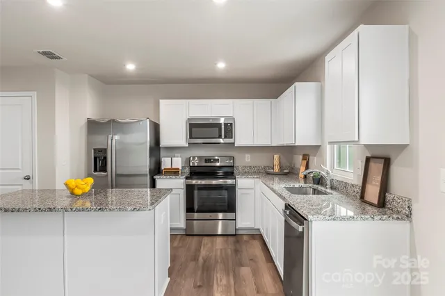 a kitchen with a sink a stove and cabinets
