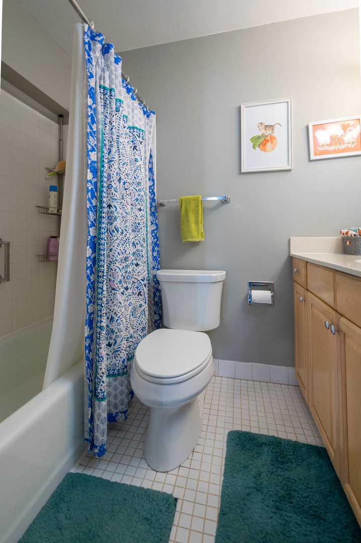 5445 North Sheridan Road, Unit 1701 Chicago, IL 60640 - Photo 8 of 11 a bathroom with a toilet and a shower curtain