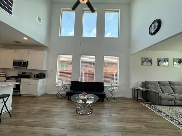 a living room with furniture