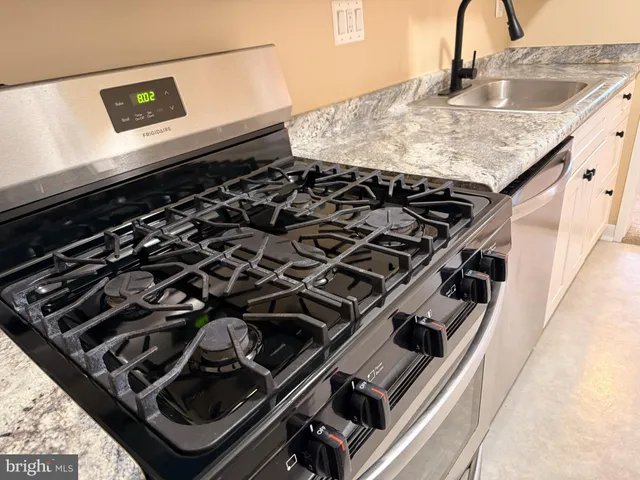 a close up of a stove top oven