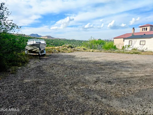 a view of a mountain in the distance in a field