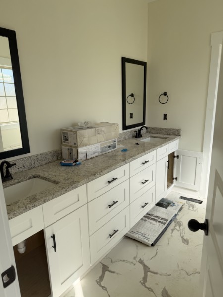 531 Old Hopkinsville Road Cadiz, KY 42211 - Photo 9 of 15 a bathroom with a granite countertop sink and a mirror