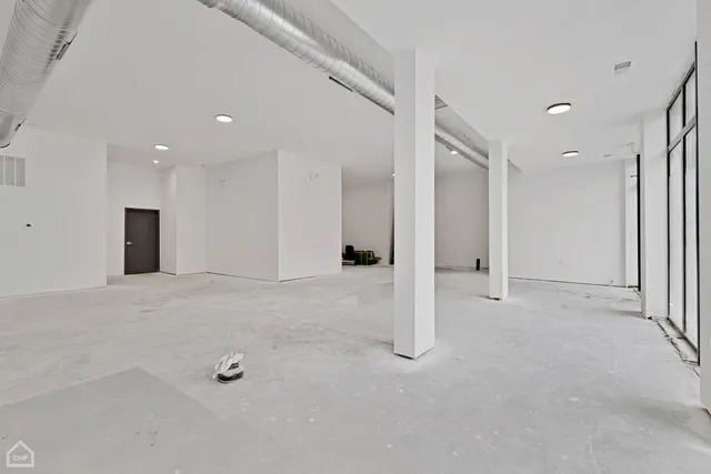 a small room with a bench