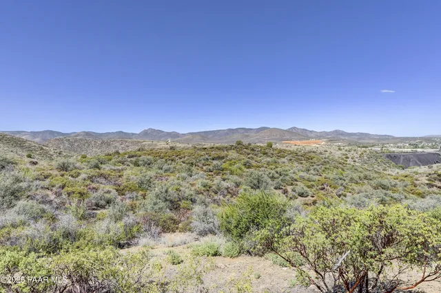 a view of a city with mountains in the background