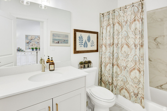 910 South 1700 West Layton, UT 84041 - Photo 18 of 26 Full bath with vanity and shower / bathtub combination with curtain