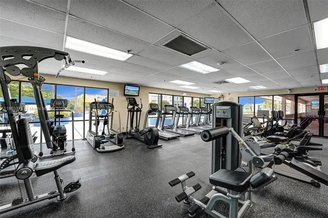 a view of a room with gym equipment