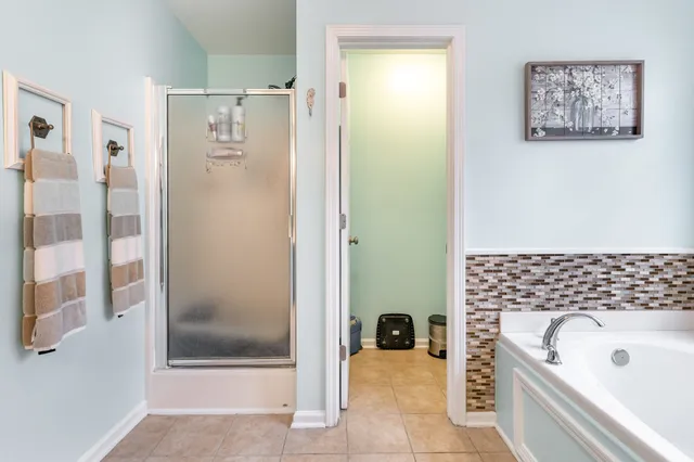 a bathroom with a tub a sink and a shower