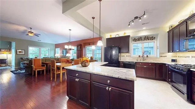 a kitchen with lots of counter top space
