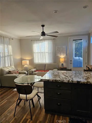 a workspace with furniture and window