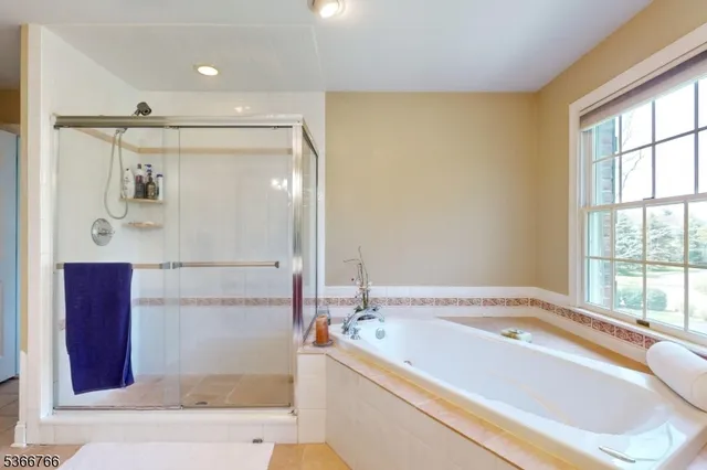 a bathroom with a tub and a shower