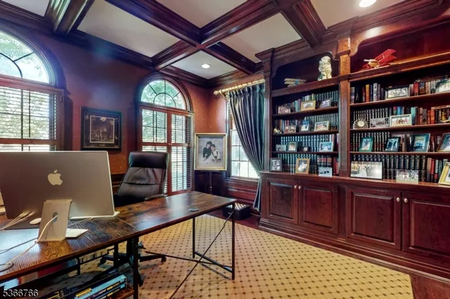 a workspace with furniture