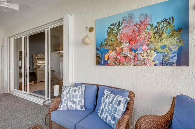 a view of a room with gym equipment from a window