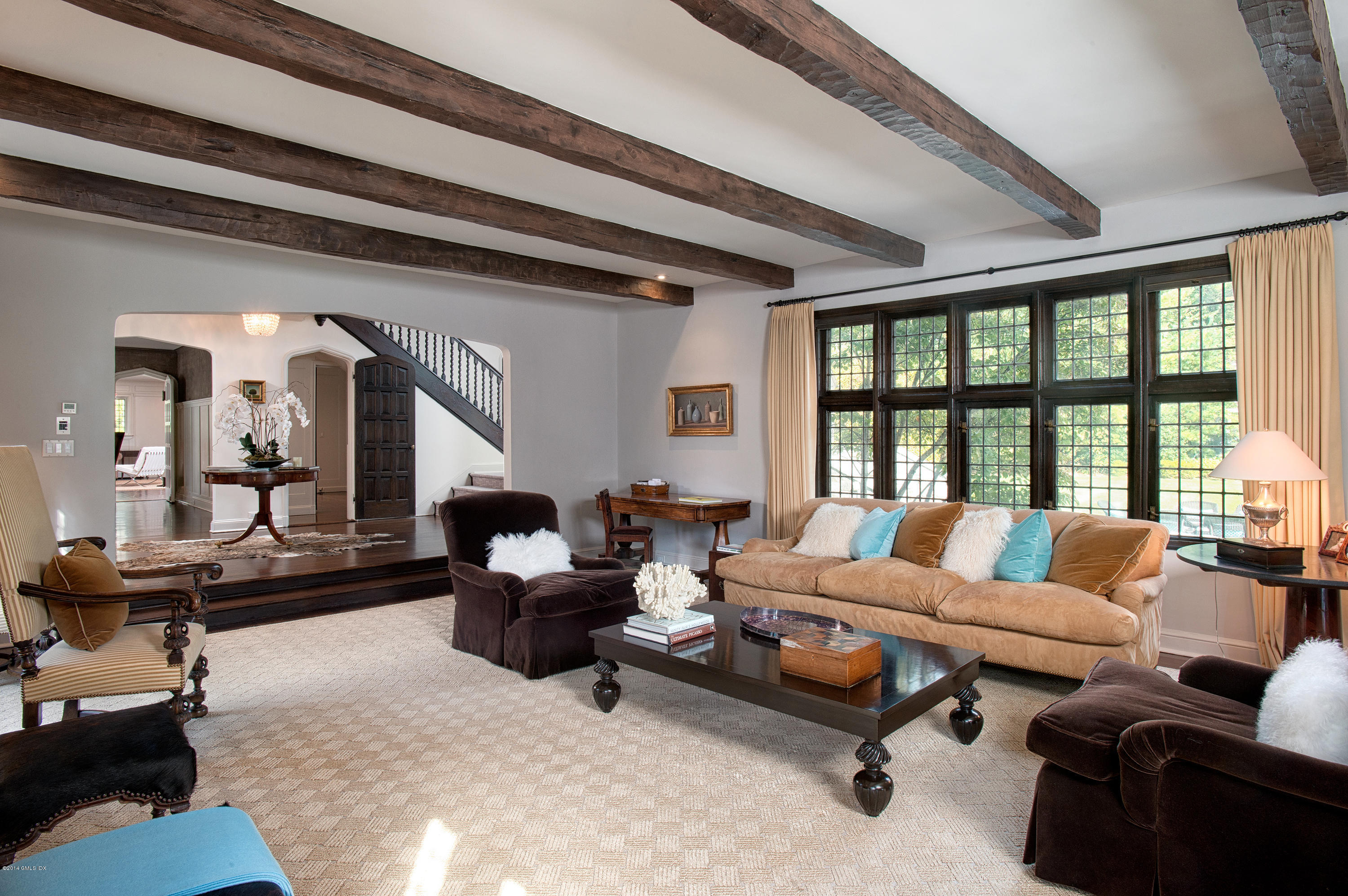 11 Flagler Drive Greenwich, CT 06830 - Photo 7 of 19 a living room with furniture and floor to ceiling windows