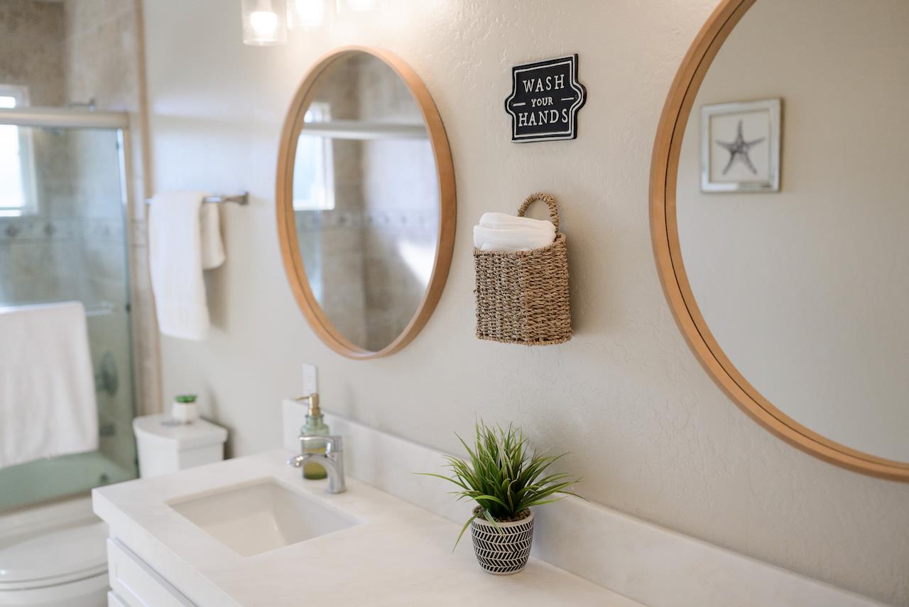 155 Rabbits Run Road Santa Cruz, CA 95060 - Photo 45 of 113 a bathroom with a sink and a mirror