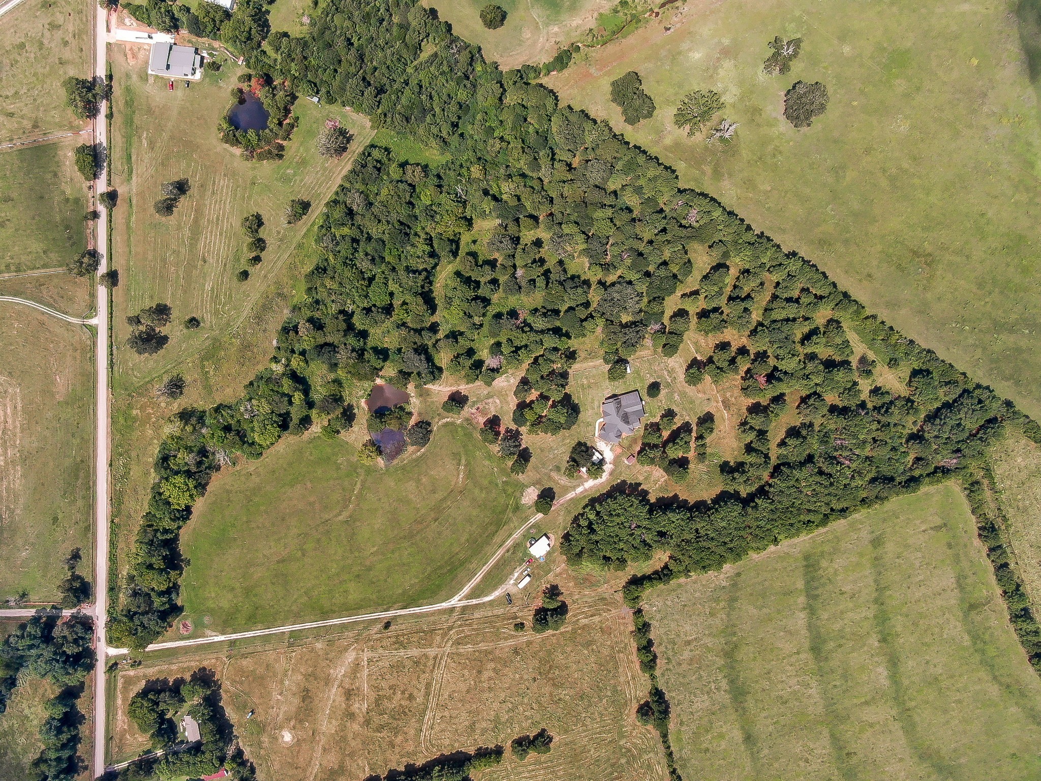 an aerial view of a house