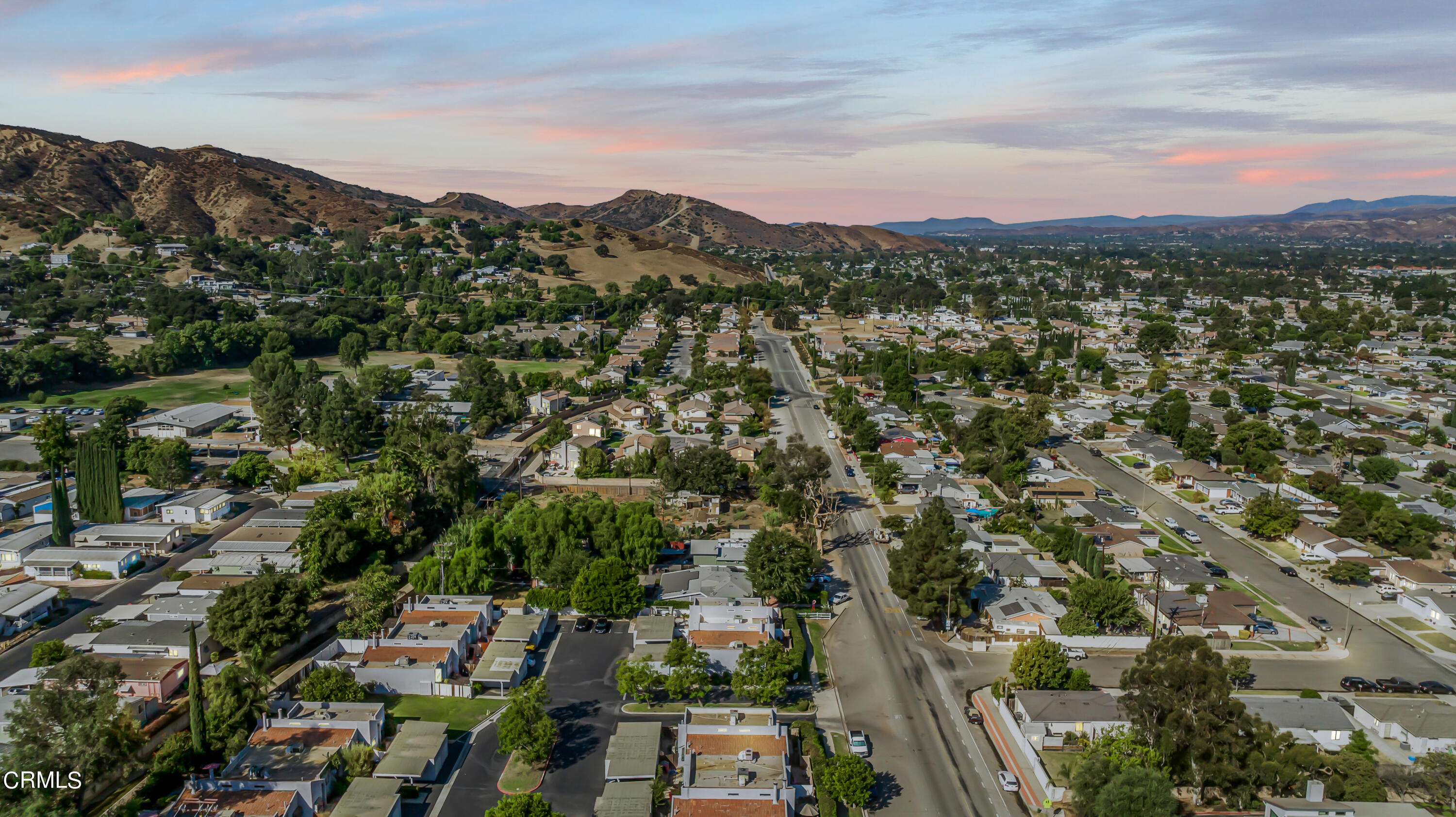 6392 Katherine Road, Unit B Simi Valley, CA 93063 - Photo 23 of 26 an aerial view of residential houses with outdoor space and trees