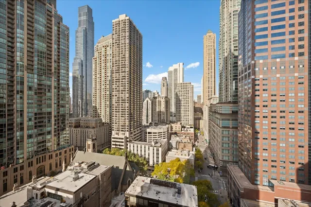 a view of a city with tall buildings