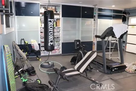 a room with gym equipment
