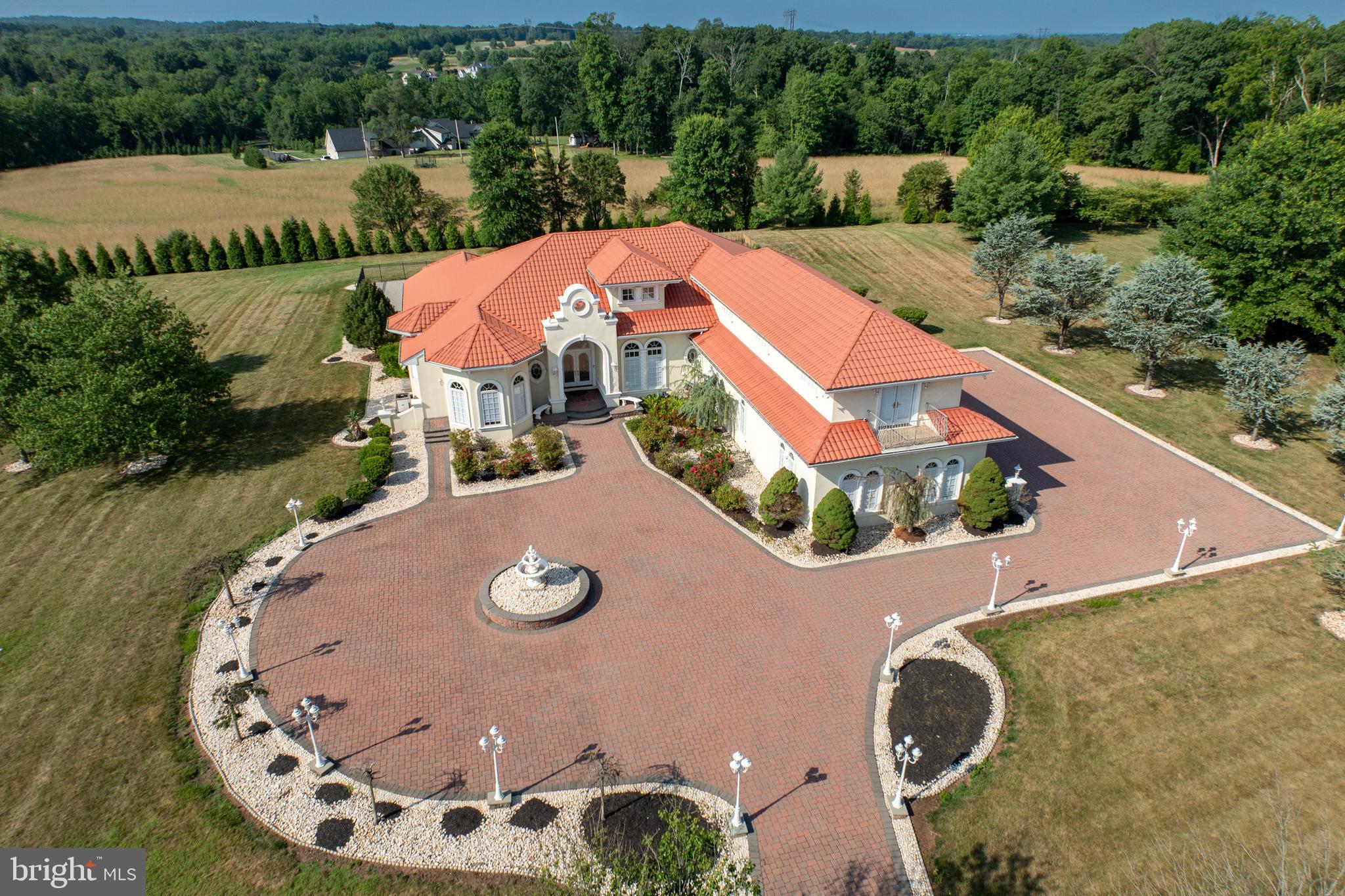 Grand Estate Entrance with Fountain