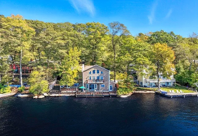 a view of a lake with a mountain in the background
