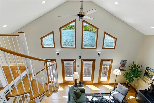 a view of a chairs on the roof deck