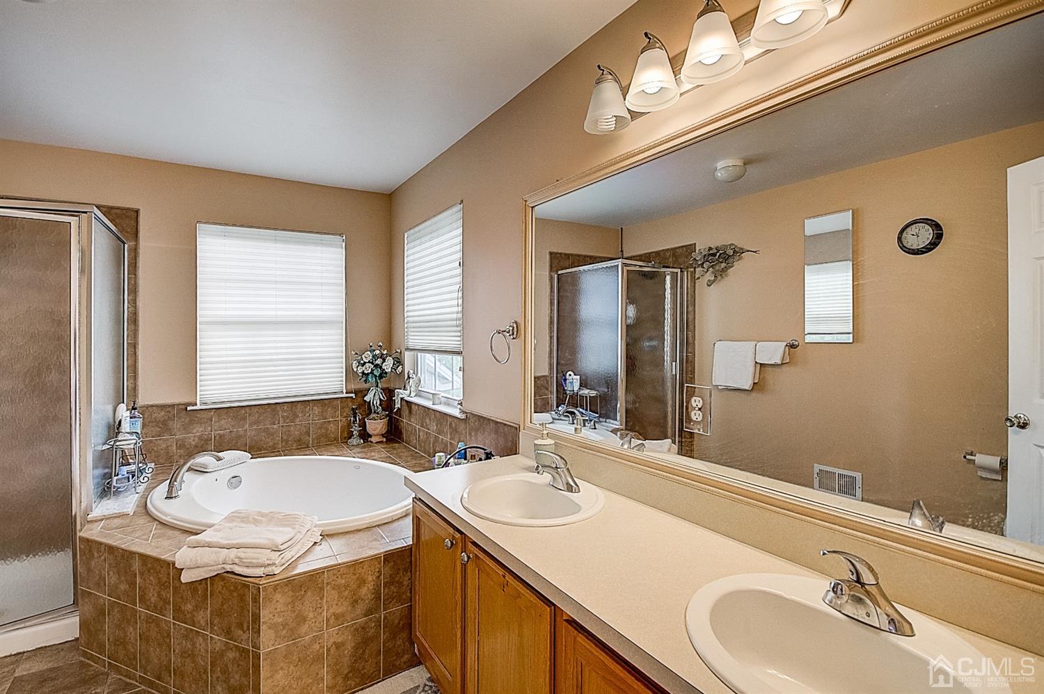 51 Timber Ridge Road North Brunswick, NJ 08902 - Photo 32 of 57 a bathroom with a sink and a mirror