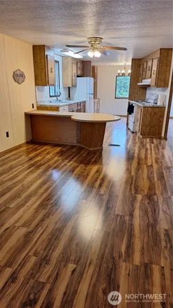 a view of kitchen and living room