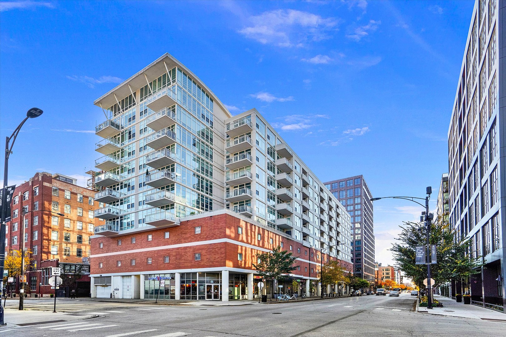 a front view of a building