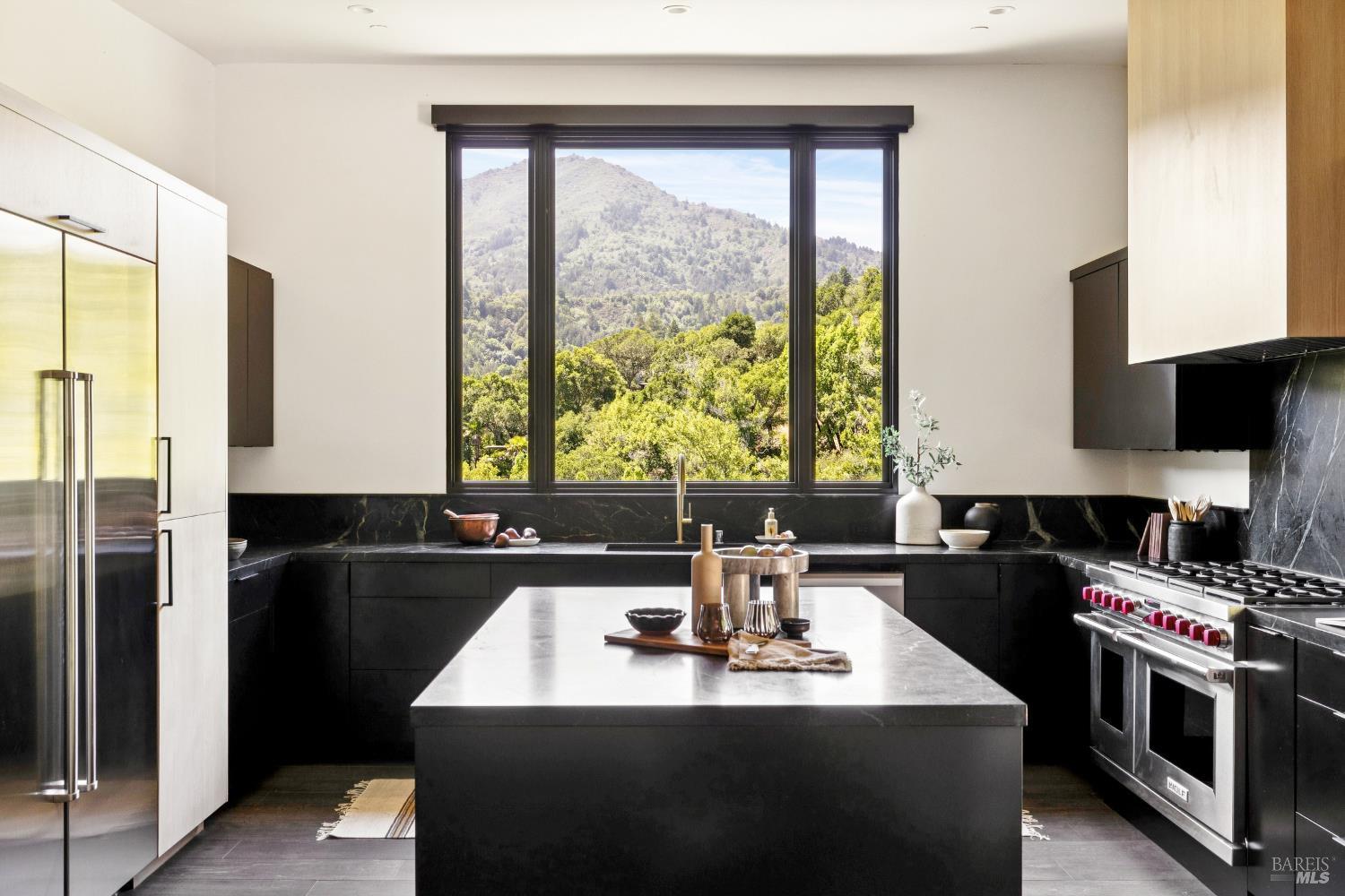 56 Millard Road Larkspur, CA 94939 - Photo 31 of 74 a kitchen with a sink a counter top space and a refrigerator