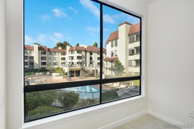 a view of a building from a window