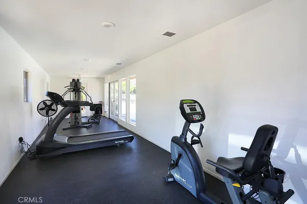 a room with gym equipment
