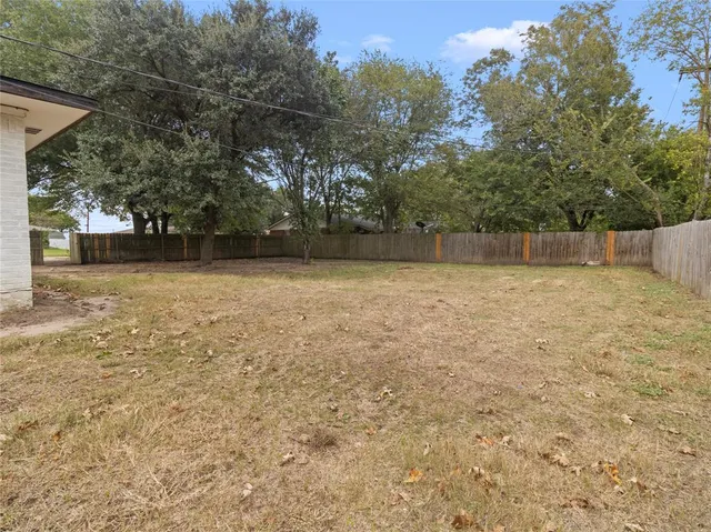 a view of a yard with trees