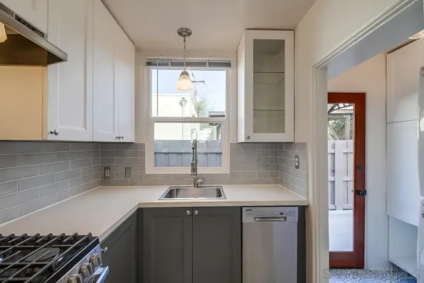 a front view of a house with patio