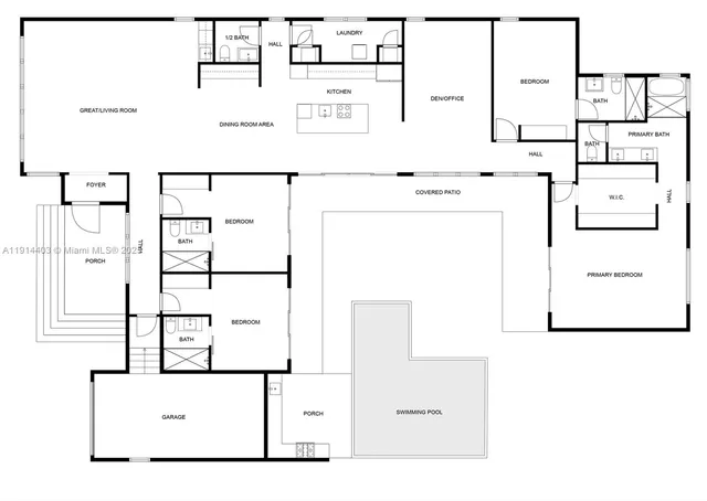 a living room with furniture and ceiling fan