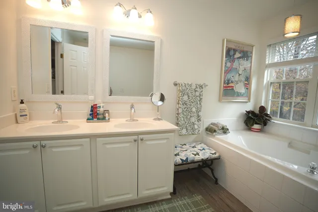a bathroom with a sink and a large mirror