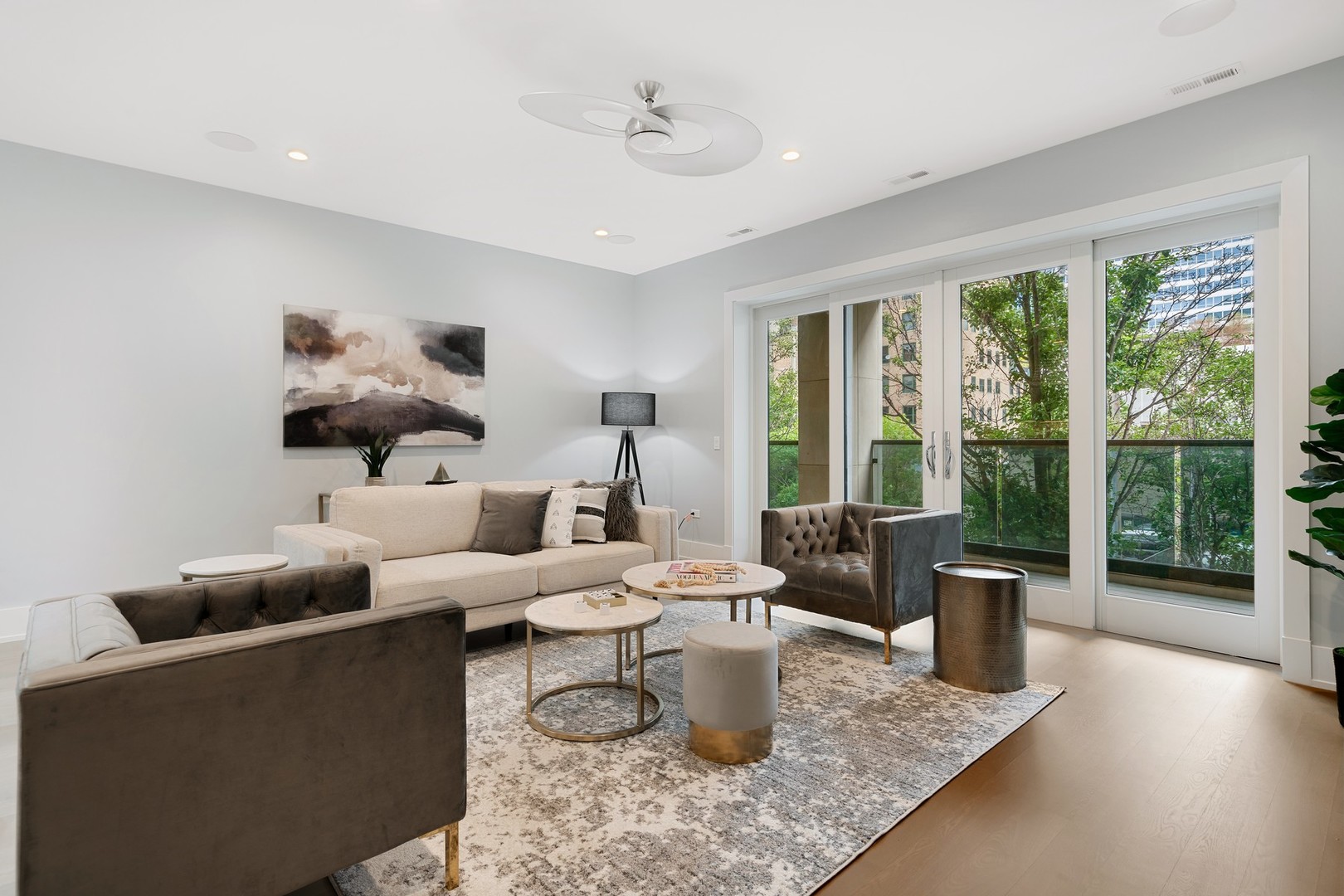 236 South Green Street, Unit 2S Chicago, IL 60607 - Photo 2 of 15 a living room with furniture and large windows