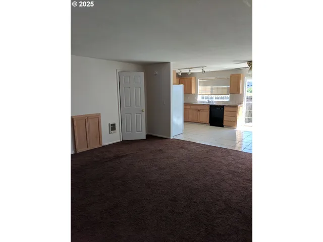 a view of a big room with closet and windows