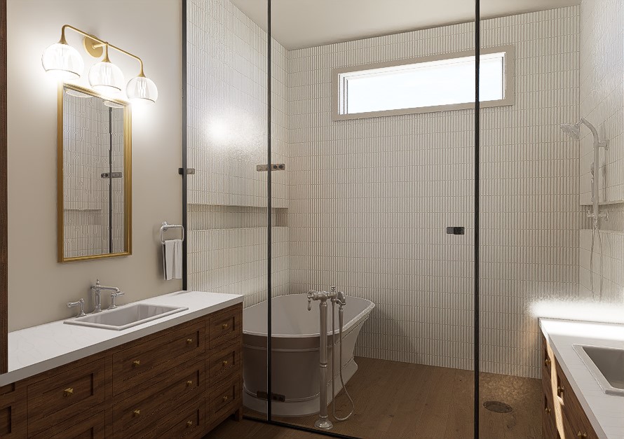 6697 Ridgeview Estates Lane Bryan, TX 77808 - Photo 6 of 12 a bathroom with a shower sink and mirror