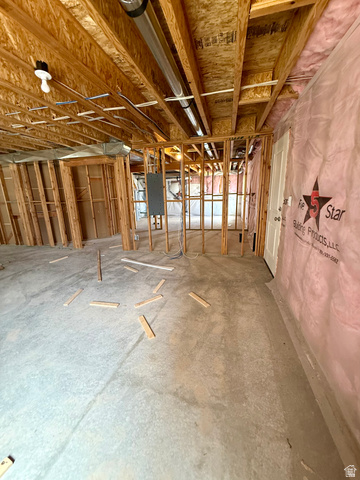 1823 South Longview Road Santaquin, UT 84655 - Photo 60 of 69 Unfinished basement featuring exposed wood framing, concrete flooring, and ceiling joists
