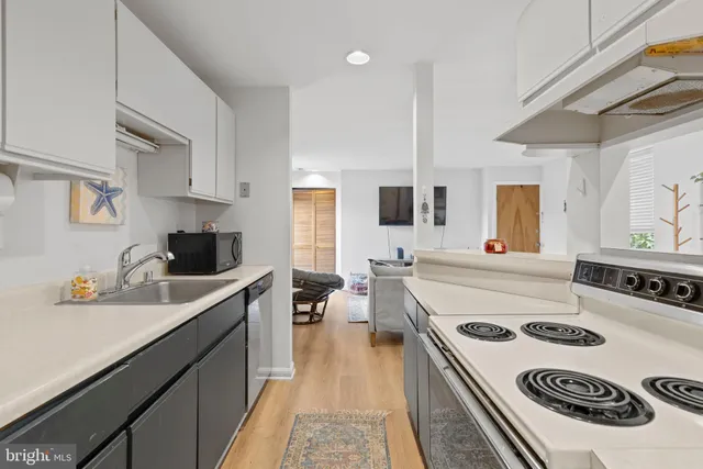 a kitchen with a stove a sink and a refrigerator