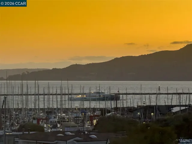 a view of a lake with a mountain in the background