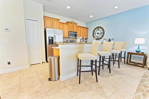 a view of a dining area with furniture