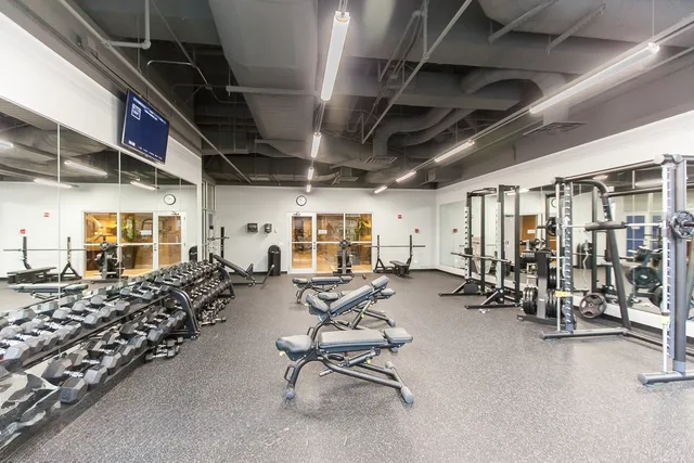 a view of a room with gym equipment