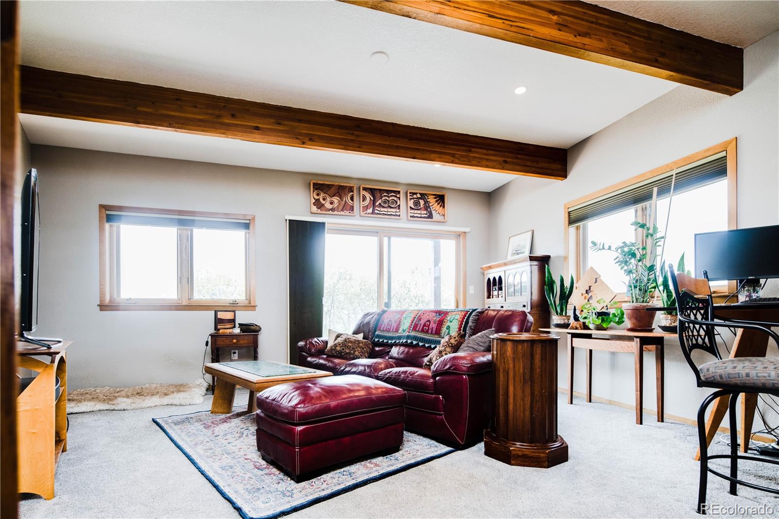 729 Coronado Drive Sedalia, CO 80135 - Photo 15 of 28 a living room with furniture a flat screen tv and large windows