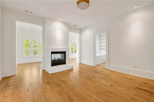 a view of a fireplace